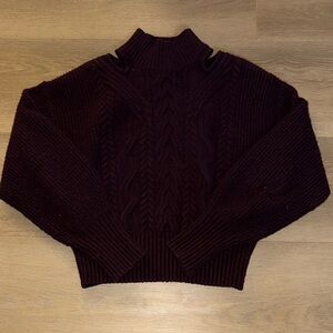Express Conscious Edit Burgundy Cable Knit Sweater